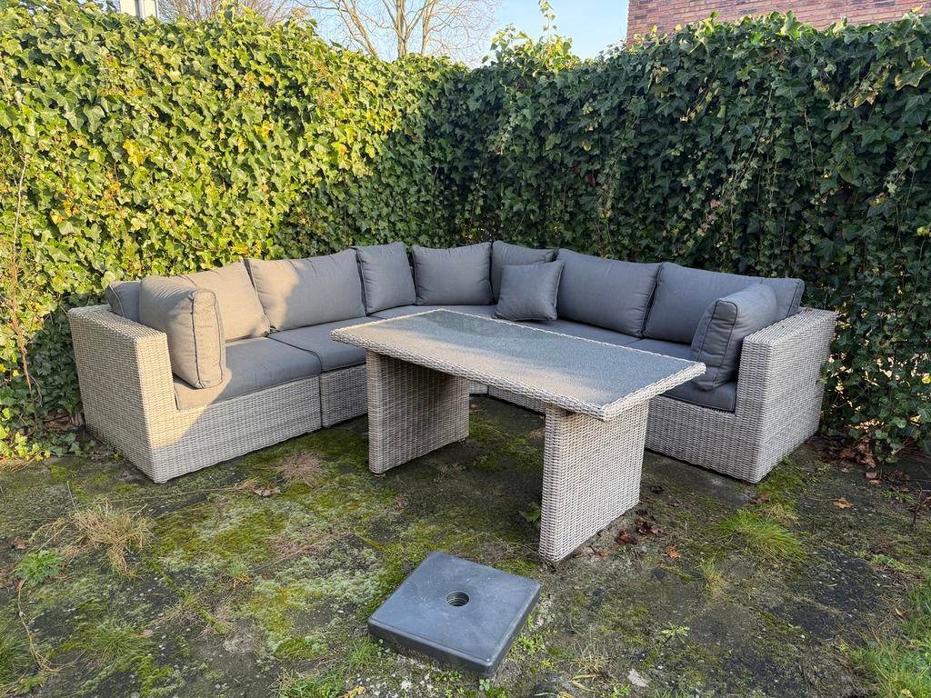 Luxe Suns Garda Tuinset - Halfmoon White Grey, Tuin en Terras, Ophalen, 5 zitplaatsen, Gebruikt, Loungeset