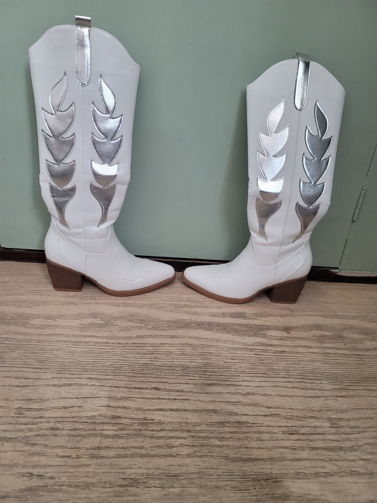 Cowboy laarzen, Ophalen, Zo goed als nieuw, Wit, Hoge laarzen
