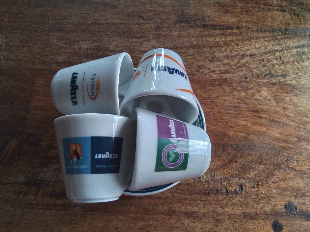 Kop en schotel LavAzza 4 stuks en schotel nieuw, Overige merken, Vintage, Nieuw, Ophalen of Verzenden