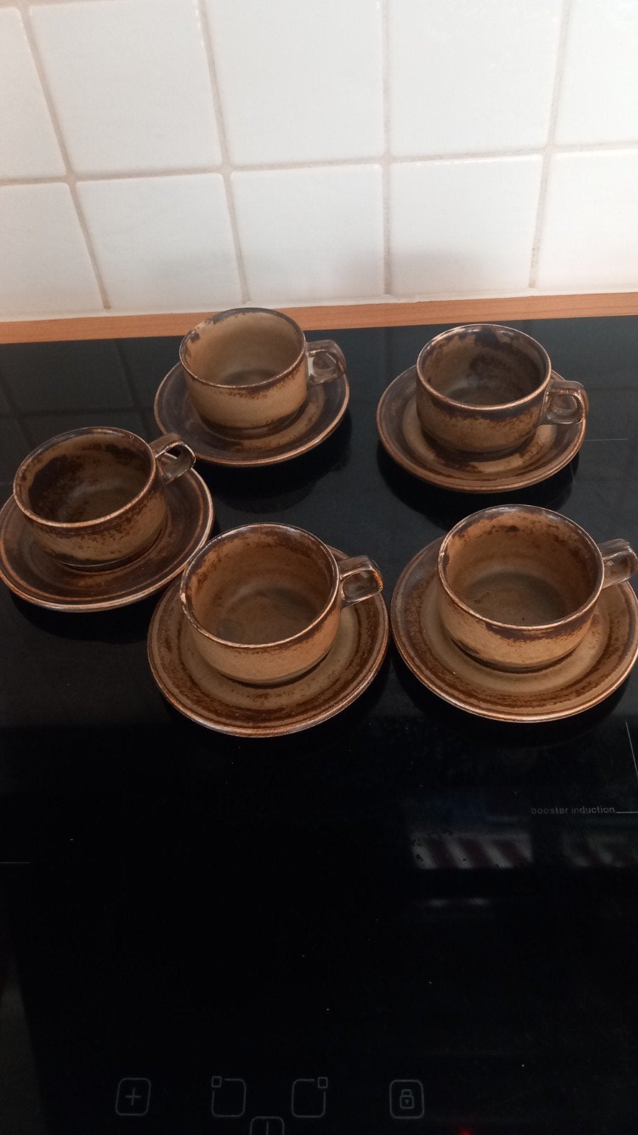 Vintage koffiekopjes met schotels - 5 stuks, Antiek en Kunst, Ophalen of Verzenden