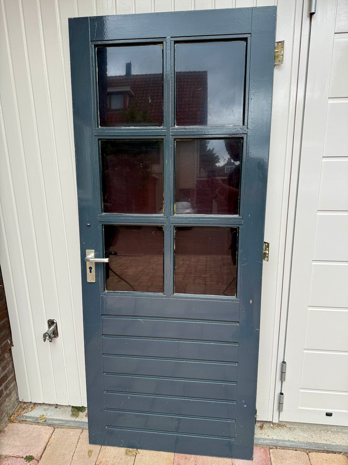 Hardhouten buitendeur met kozijn, Doe-het-zelf en Verbouw, Deuren en Horren, Ophalen, Gebruikt, 80 tot 100 cm, Buitendeur