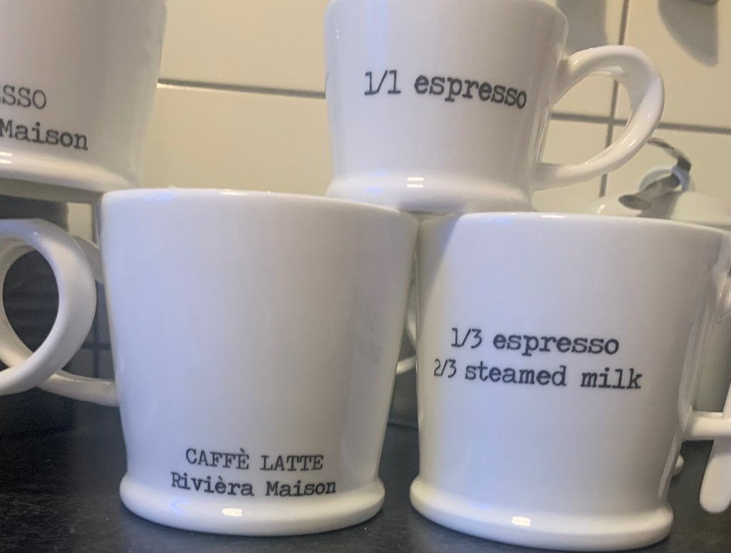 Riviera Maison kopjes, Huis en Inrichting, Keuken | Servies, Ophalen, Keramiek, Zo goed als nieuw, Overige stijlen