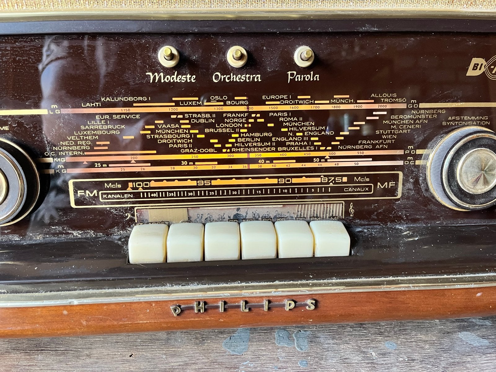 Philips Bi-Ampli Radio - Vintage Buizenradio, Ophalen, Gebruikt, Radio