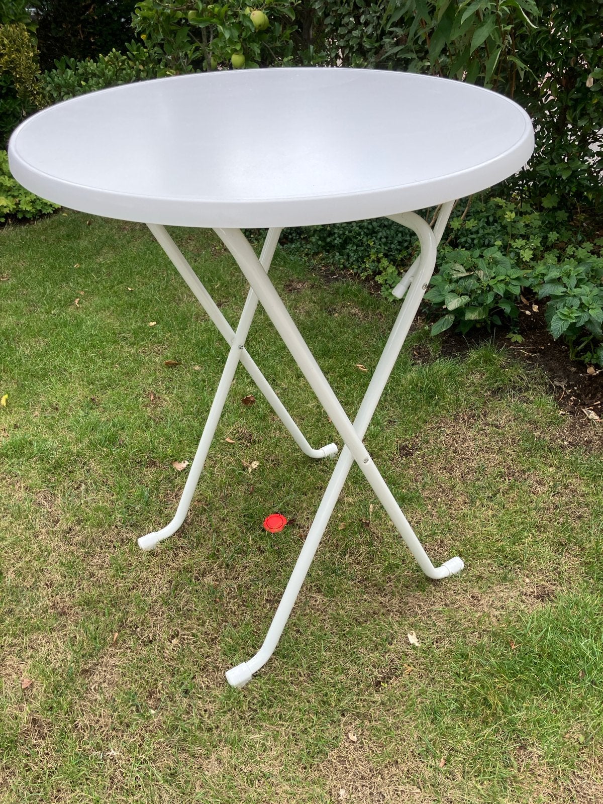 Witte opklapbare tuintafel - Rond, Ophalen, Gebruikt, Rond, Metaal