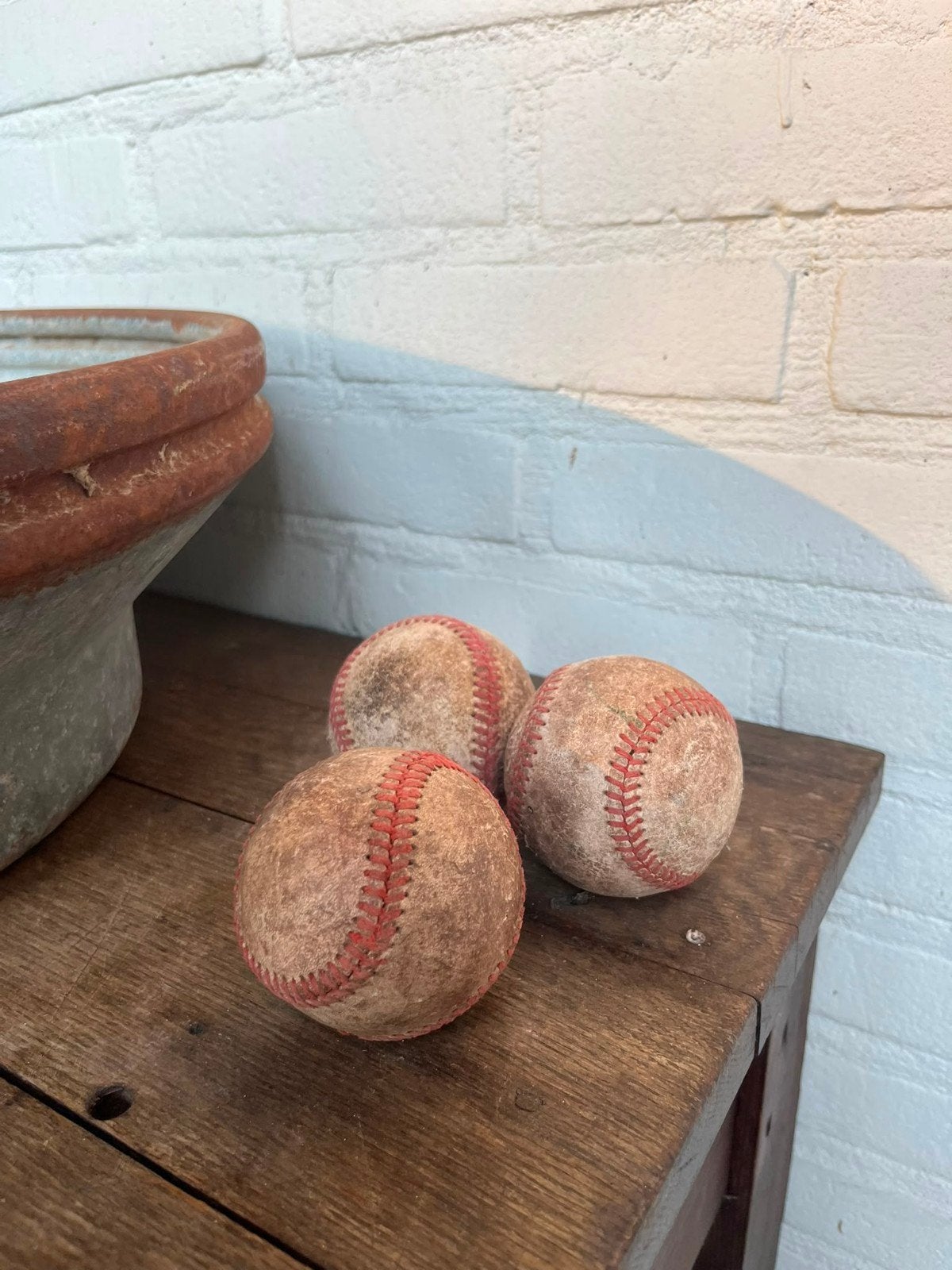 3 oude vintage honkballen, Gebruikt, Ophalen of Verzenden, X, X