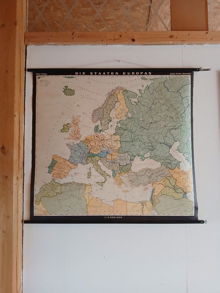 vintage schoolwandkaart Europa, Antiek en Kunst, Ophalen of Verzenden, Aardrijkskunde