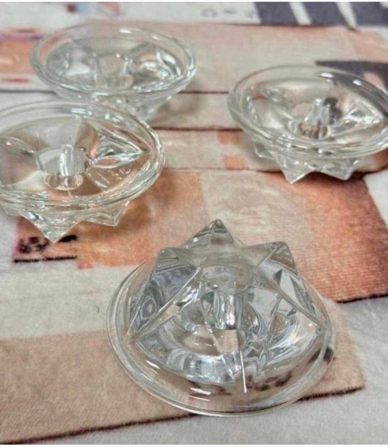 4x glazen kandelaars kaarsenhouders kaarsenhouder vintage, Ophalen of Verzenden, Glas