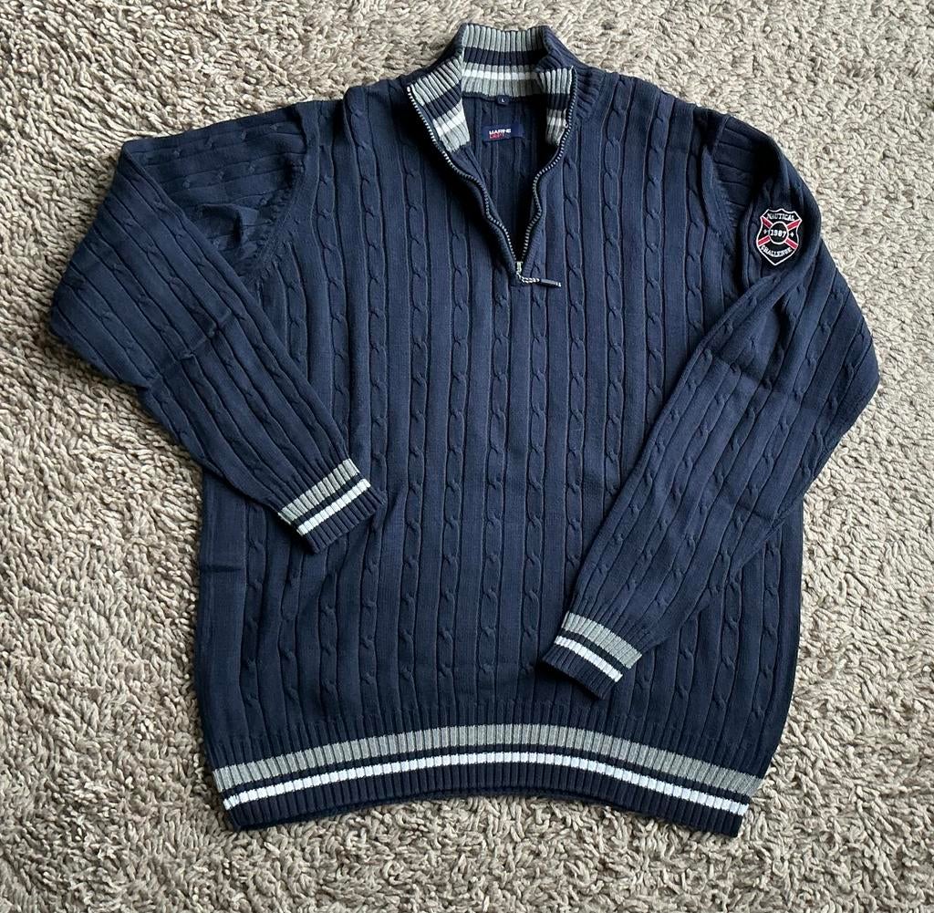 Marine Dept katoenen zip-up trui maat XL, Ophalen of Verzenden, Zo goed als nieuw, Blauw