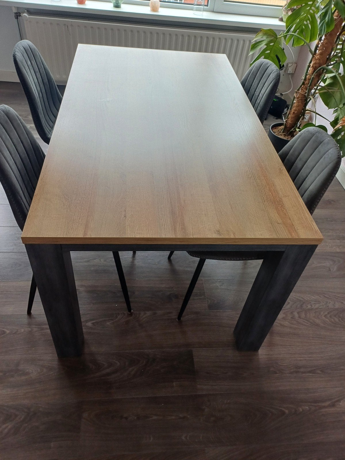 Eettafel met 4 stoelen, Huis en Inrichting, Tafels | Eettafels, Ophalen, Gebruikt, 200 cm of meer, 50 tot 100 cm