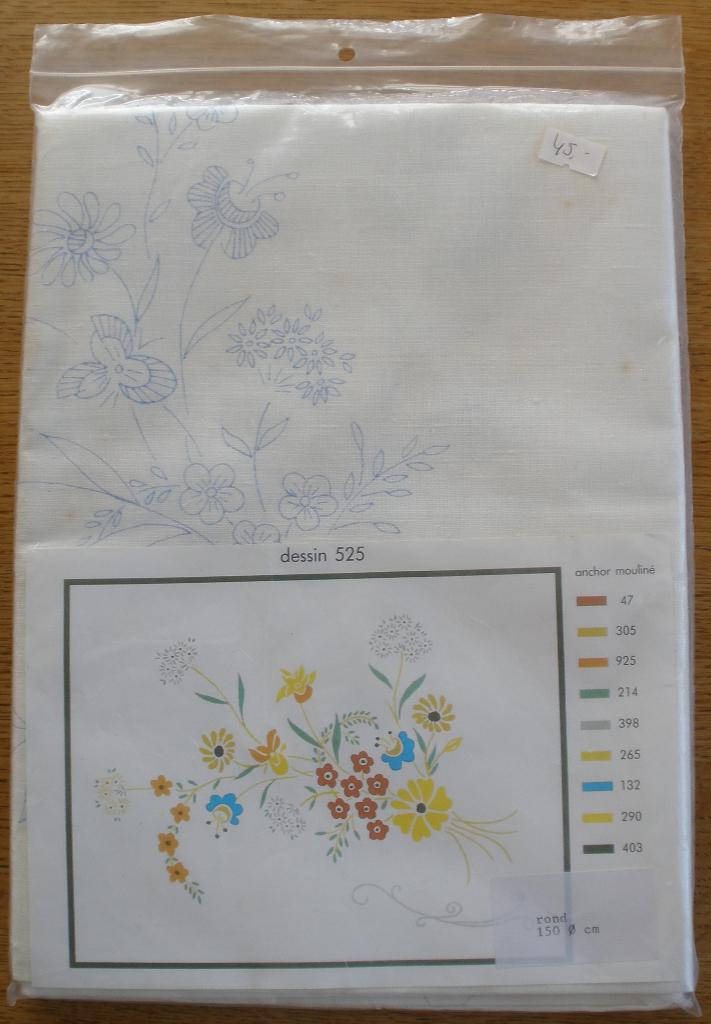 Vintage rond tafelkleed om te borduren, Ophalen of Verzenden, Nieuw, Handborduren, Onderdeel of Toebehoren