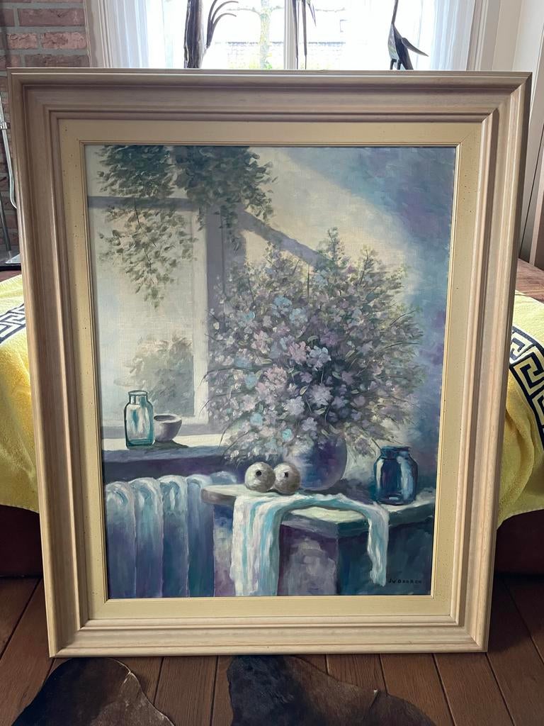 Stilleven bloemen J. v Dooren, Antiek en Kunst, Kunst | Schilderijen | Klassiek, Ophalen of Verzenden