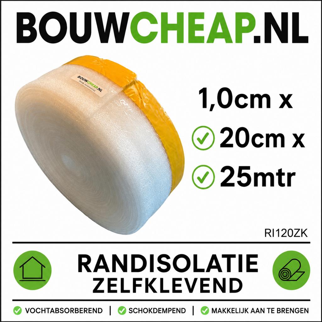 Randisolatie altijd gebruiken bij vloerverwarming Bouwcheap, Doe-het-zelf en Verbouw, Minder dan 4 cm, Overige materialen, Nieuw