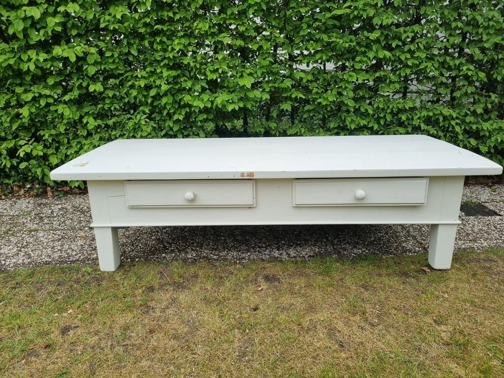 Witte salontafel met lades, Huis en Inrichting, Ophalen, Gebruikt, 50 tot 100 cm, Landelijk