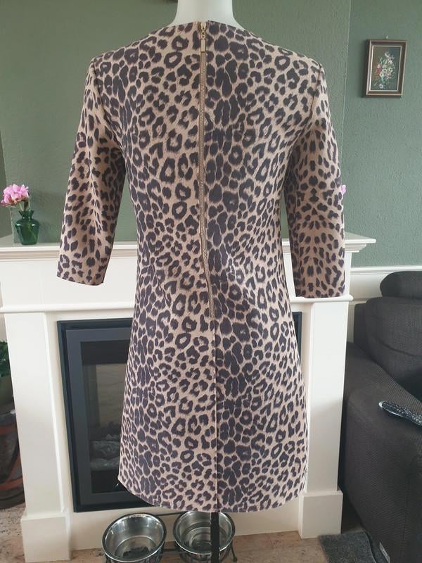 Drole de Copine mooie luipaard jurk S 36, Beige, Ophalen of Verzenden, Zo goed als nieuw, Knielengte