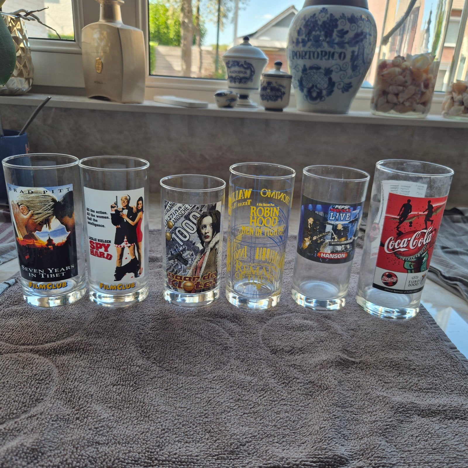 Filmclub Glazen en Mokken Collectie - Diverse Films, Huis en Inrichting, Keuken | Servies, Glas of Glazen, Gebruikt, Vintage, Ophalen of Verzenden