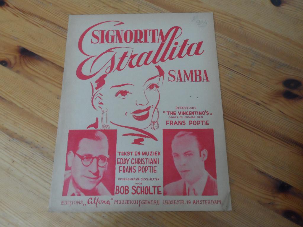 Signorita estrallita - eddy christiani / frans poptie, Gebruikt, Gitaar, Ophalen of Verzenden, Artiest of Componist