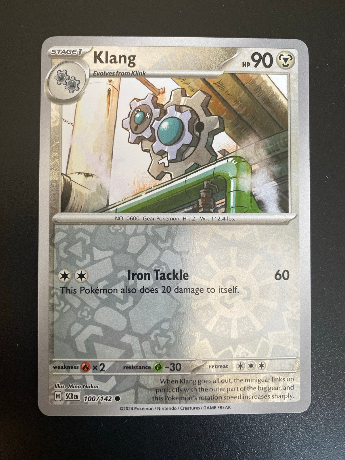 Klang 100/142 Reverse Holo Pokémon Stellar Crown, Ophalen of Verzenden, Zo goed als nieuw, Losse kaart, Foil