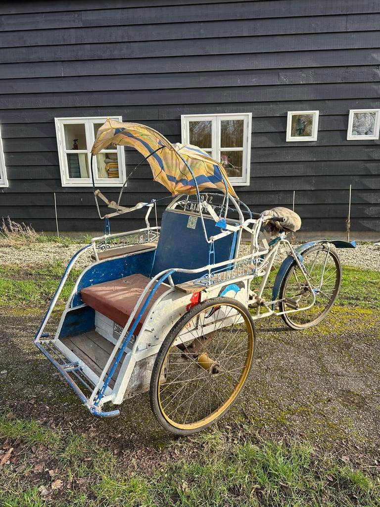 Unieke Bedjak - Riksja - Bakfiets - Decoratie, Fietsen en Brommers, Fietsen | Bakfietsen, Overige merken, Gebruikt, Huif, Ophalen of Verzenden