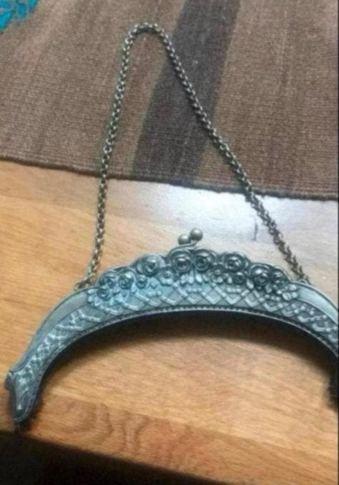 Antieke alpaca zilveren beugel voor beugeltas, 19 cm, Ophalen of Verzenden, Zilver