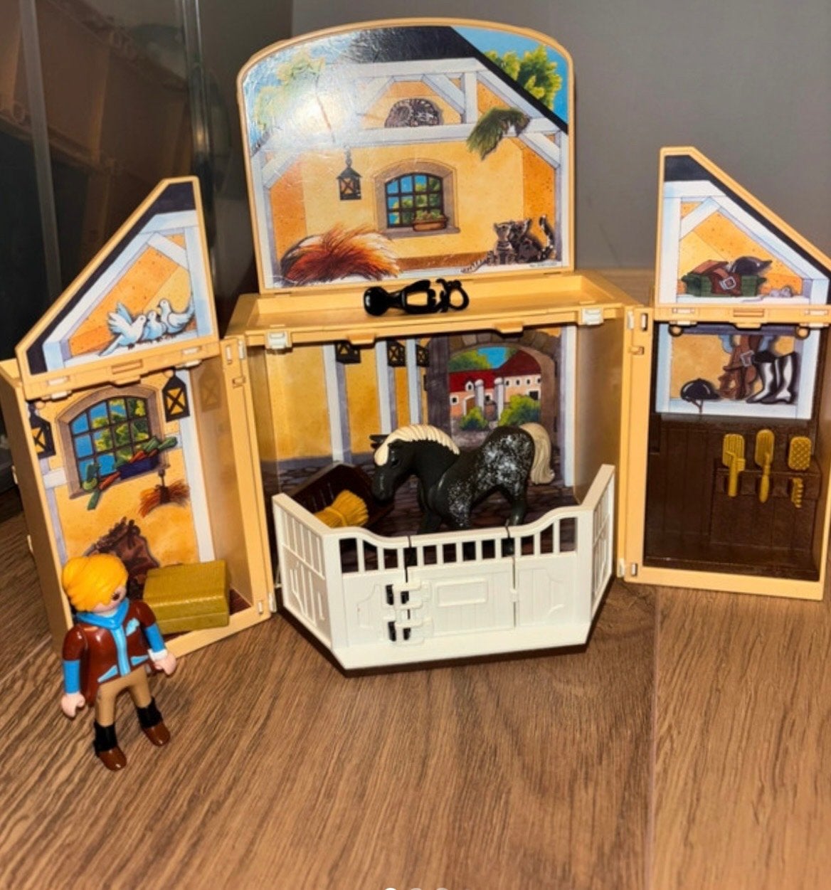 Playmobil Manege met slot en paard, Gebruikt, Gebouw, Complete set, Ophalen of Verzenden
