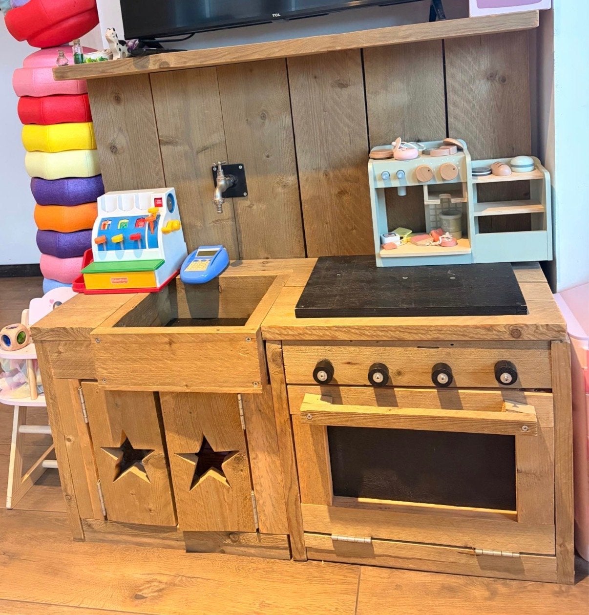 Unieke Steigerhouten Speelkeuken - Handgemaakt, Ophalen, Gebruikt, Hout, Speelkeuken