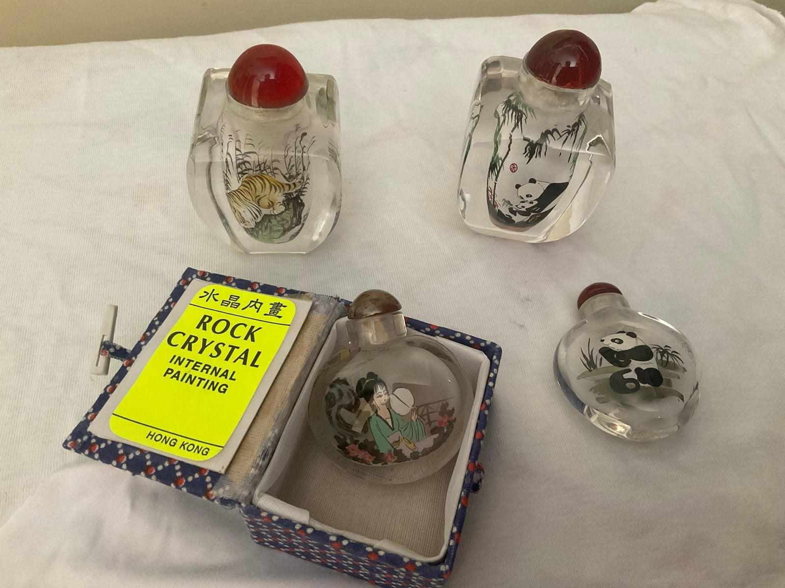 Set van 4 Chinese parfumflesjes met interne schilderingen, Verzamelen, Ophalen of Verzenden, Gebruikt