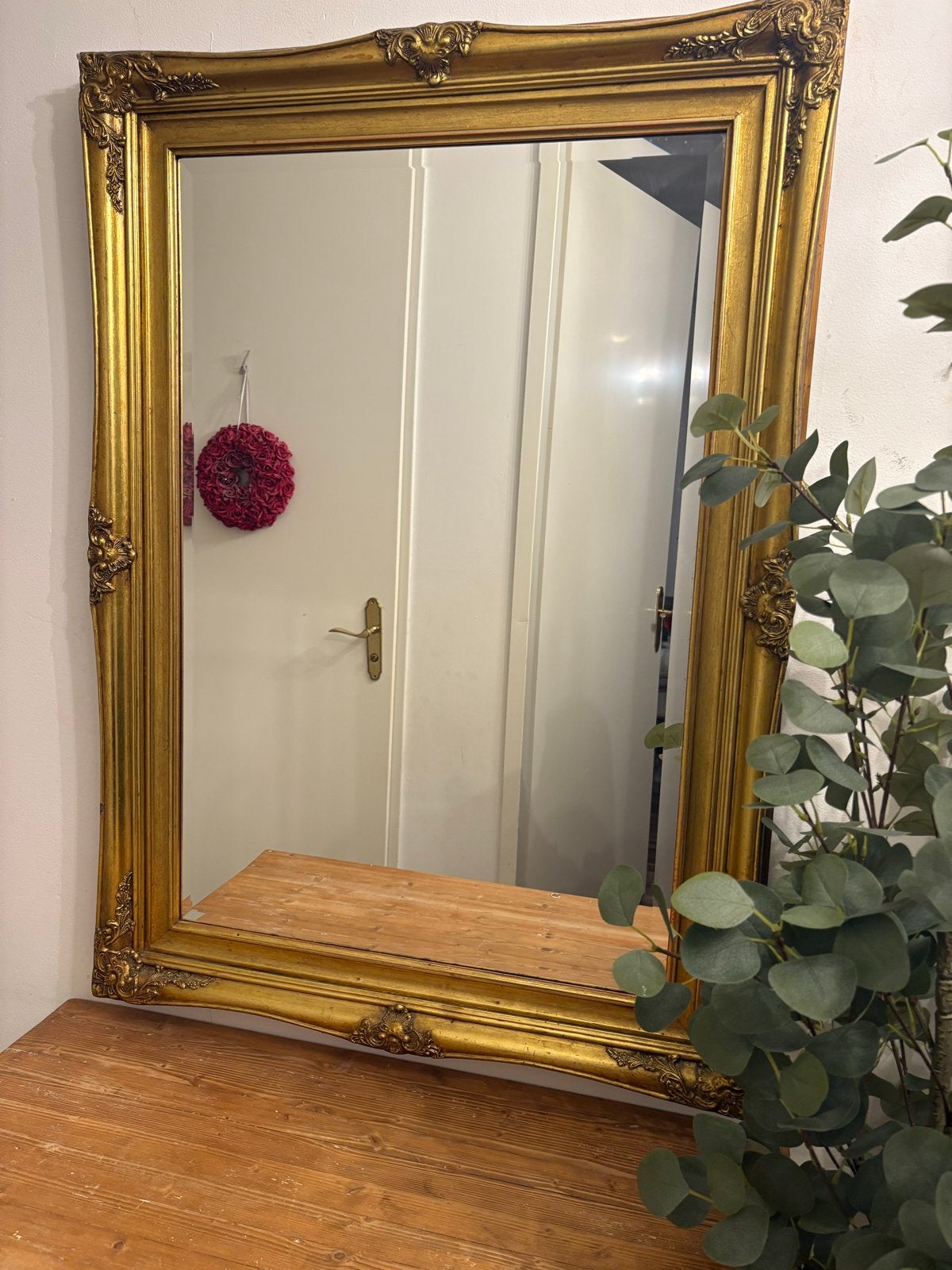 Gouden spiegel met geslepen glas, Ophalen of Verzenden