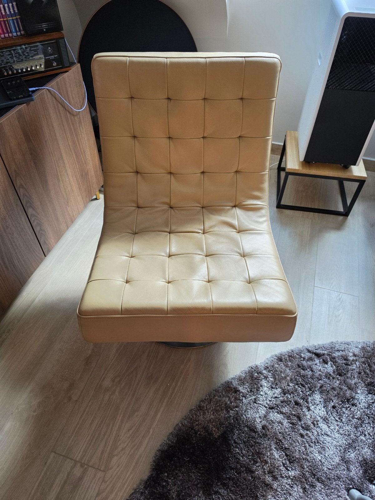 Kuka Design fauteuil, cognac leer, draaibaar, Ophalen, Bruin, Zo goed als nieuw, Eén