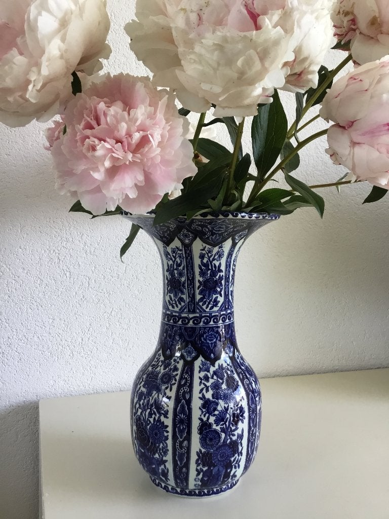 vintage delfts blauwe trompetvaas BOCH 30 cm hoog, Ophalen of Verzenden
