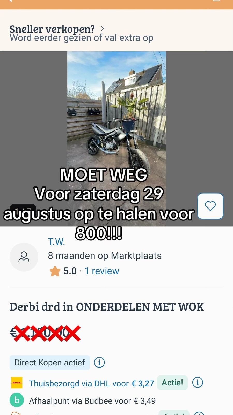 Derbi drd IN ONDERDELEN MET WOK, Ophalen of Verzenden, Zo goed als nieuw