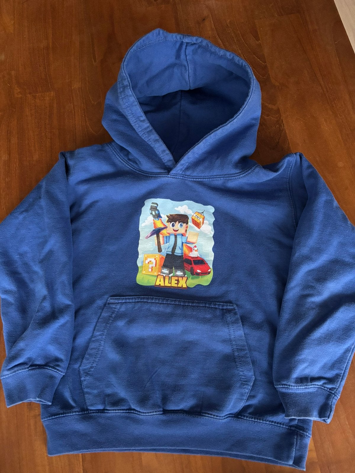 Blauwe Minecraft hoody 7/8 jaar, Ophalen of Verzenden, Jongen of Meisje