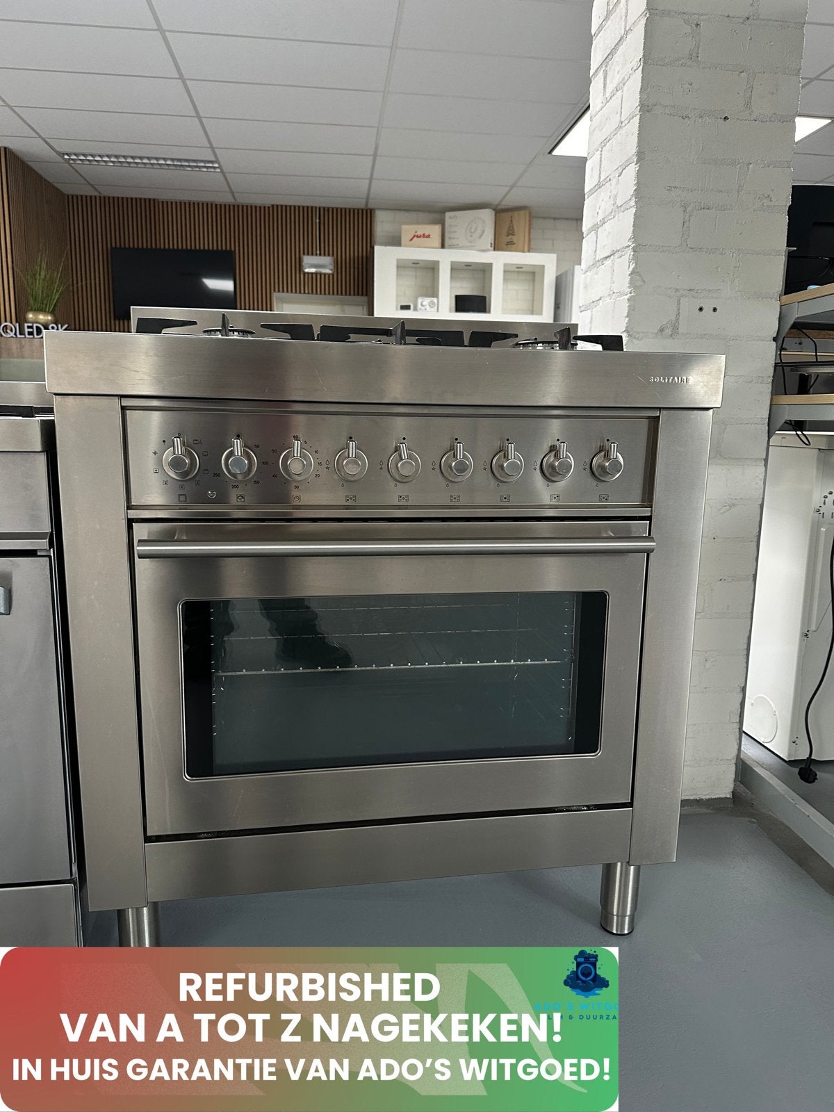 BOSCH SOLITAIRE RVS 90CM GASFORNUIS 5 PITS, Kamerlingh Onnestraat 8, Wijchen, Ophalen of Verzenden, Gas, Vrijstaand