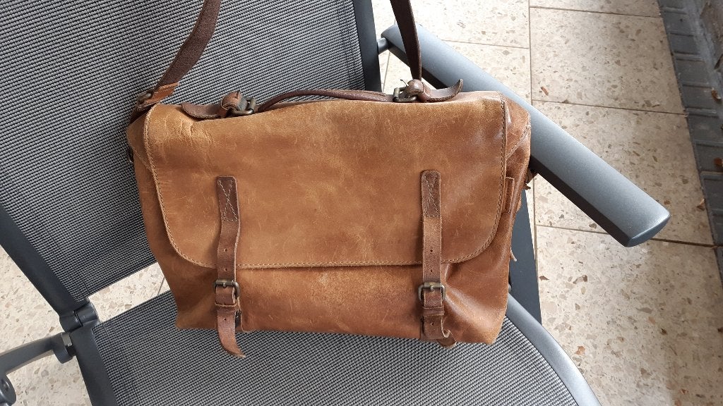 Leren schooltas, Ophalen, Gebruikt, Bruin, Aktetas of Boekentas