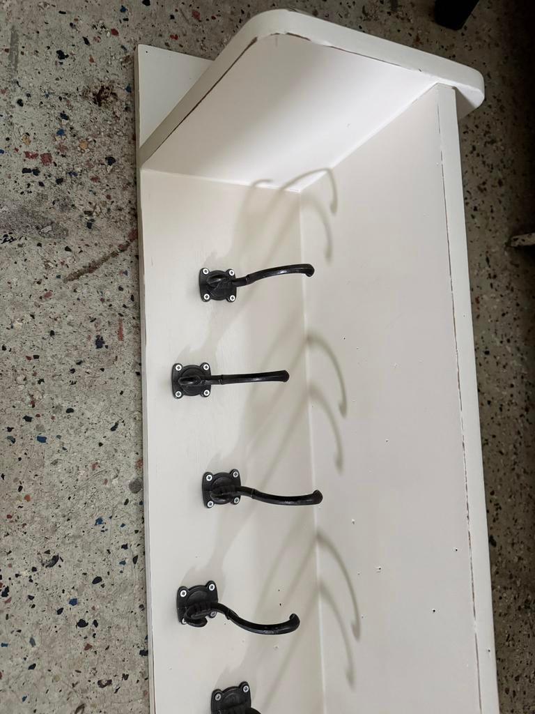 Witte wandkapstok met 5 haken, Huis en Inrichting, Woonaccessoires | Kapstokken, Gebruikt, Minder dan 100 cm, Hout, Ophalen