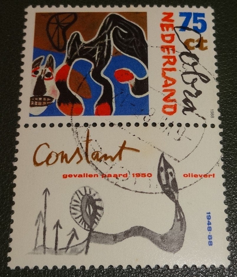 COBRA 1410 1988 Gevallen Paard 1950 Olieverf tab - PNe01-10, Postzegels en Munten, Postzegels | Nederland, Verzenden, Na 1940