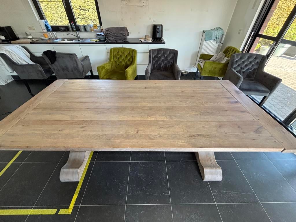 Massief eiken kloostertafel, Huis en Inrichting, Tafels | Eettafels, Ophalen, 100 tot 150 cm, 200 cm of meer, Zo goed als nieuw