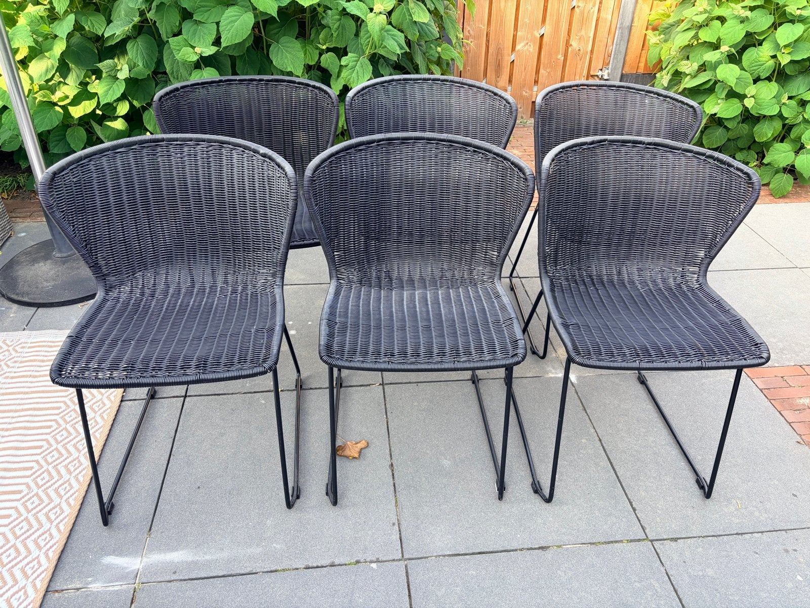 Woood Essentials Wings tuinstoelen - set van 6, zwart, Ophalen, Gebruikt, Kunststof