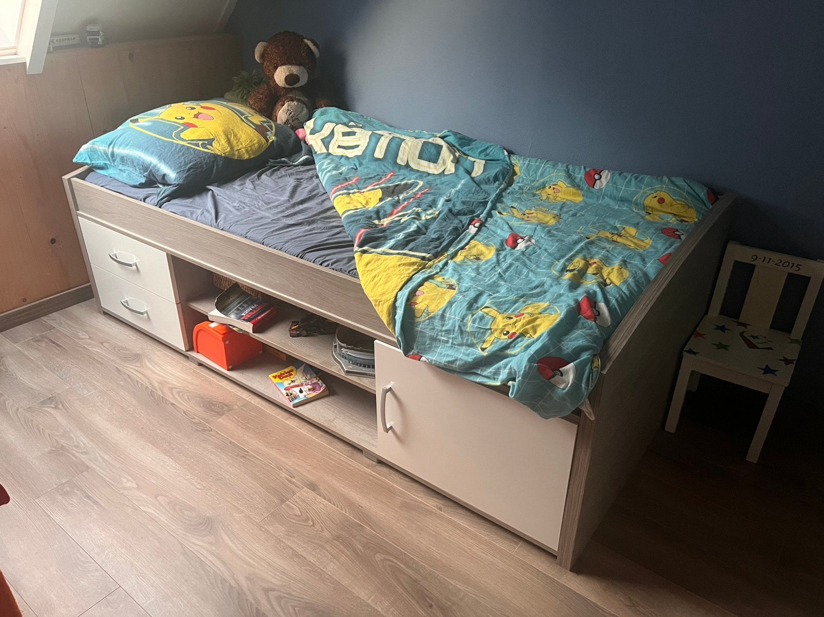 1 persoonsbed kind, Kinderen en Baby's, Ophalen, 85 tot 100 cm, Zo goed als nieuw, Matras