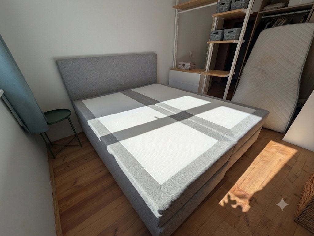 Boxspring Swiss Sense 160 x 200 grijs, Ophalen, Tweepersoons, Zo goed als nieuw, Grijs