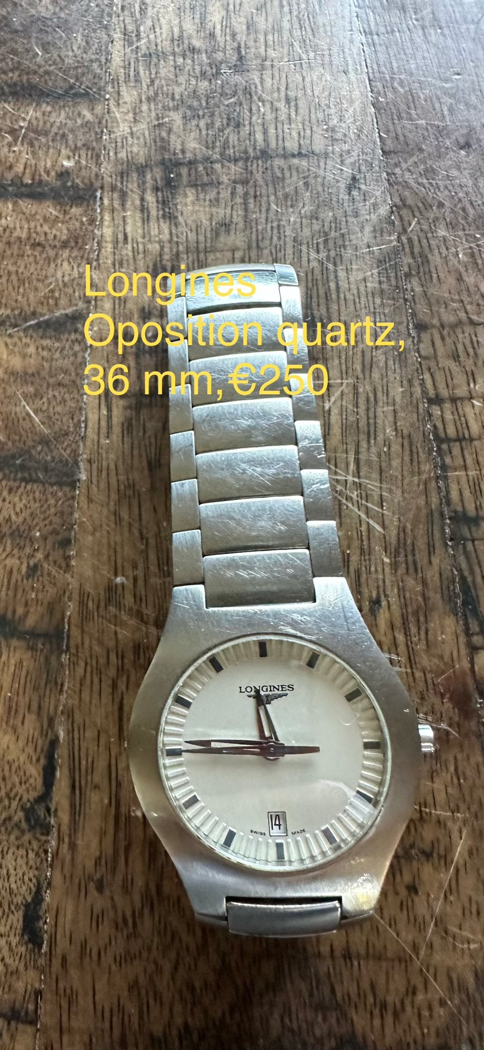 Longines Oposition Quartz Horloge - 36 mm, Overige merken, Gebruikt, Staal, Polshorloge