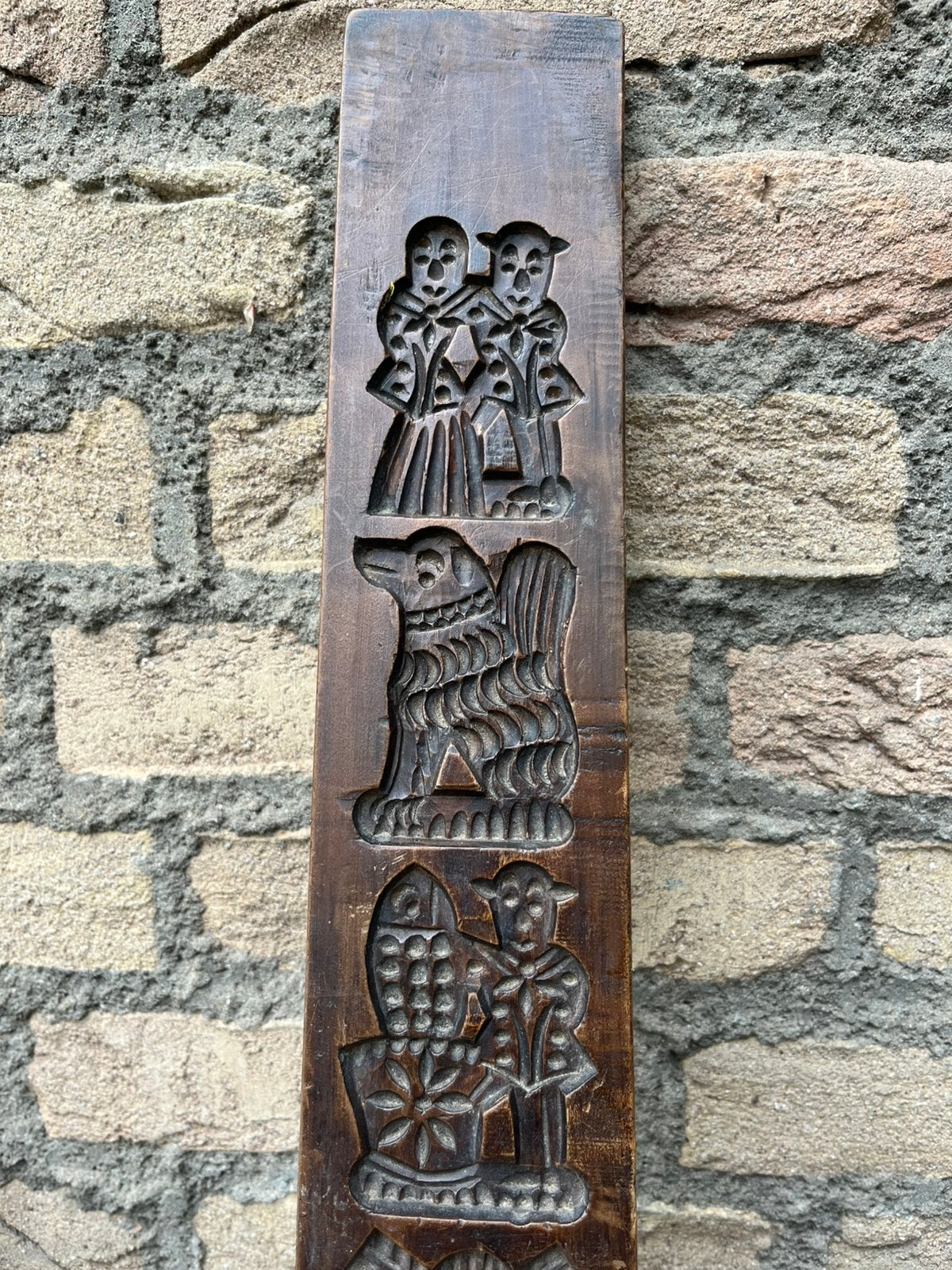 Antieke Houten Speculaasplank met Diverse Figuren, Antiek en Kunst, Ophalen of Verzenden