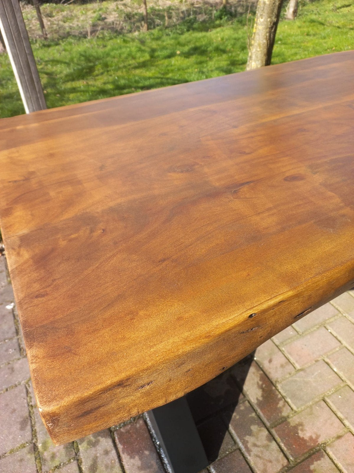 Robuuste eettafel houten blad, Ophalen, Rechthoekig