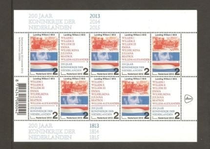 2013 Vel 200 jaar Koninkrijk der Nederlanden, Postzegels en Munten, Postzegels | Nederland, Ophalen of Verzenden, Postfris