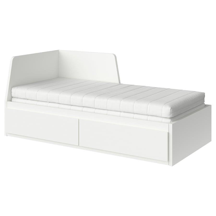 IKEA flekke uitschuifbaarbed met 2 lades - Wit, Huis en Inrichting, Ophalen, Wit, Tweepersoons, Zo goed als nieuw