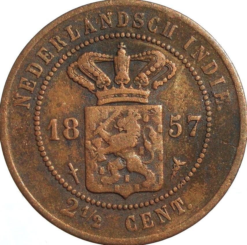 Nederlands-Indië 2,5 cent 1857, Ophalen of Verzenden, Zuidoost-Azië, Losse munt