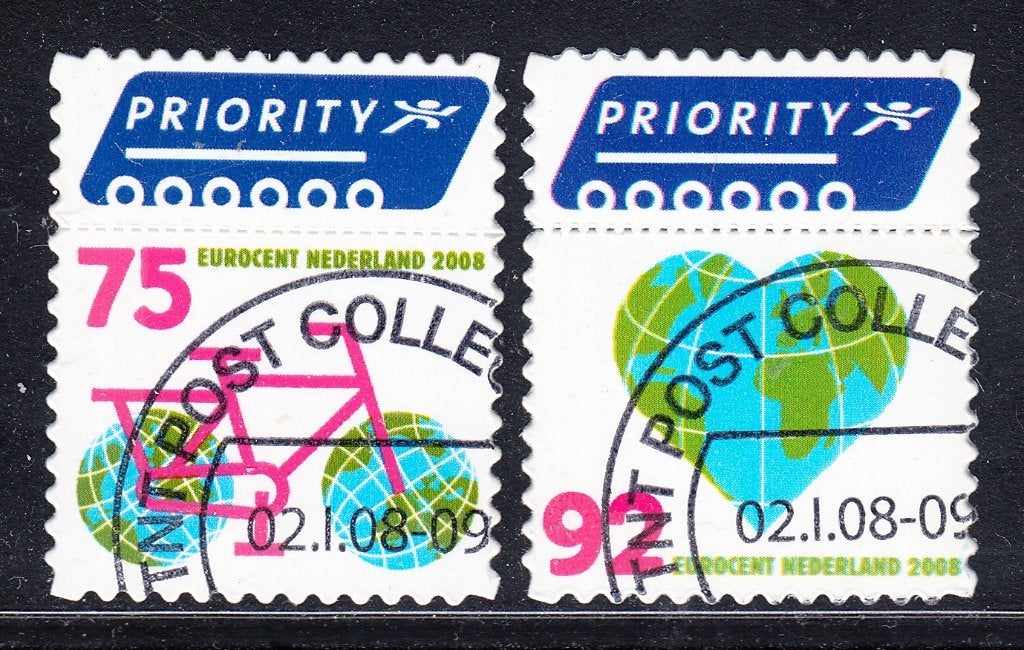 1626 - Nederland nvph 2560/2561 gestempeld , Priority binne, Verzenden, Na 1940, Gestempeld