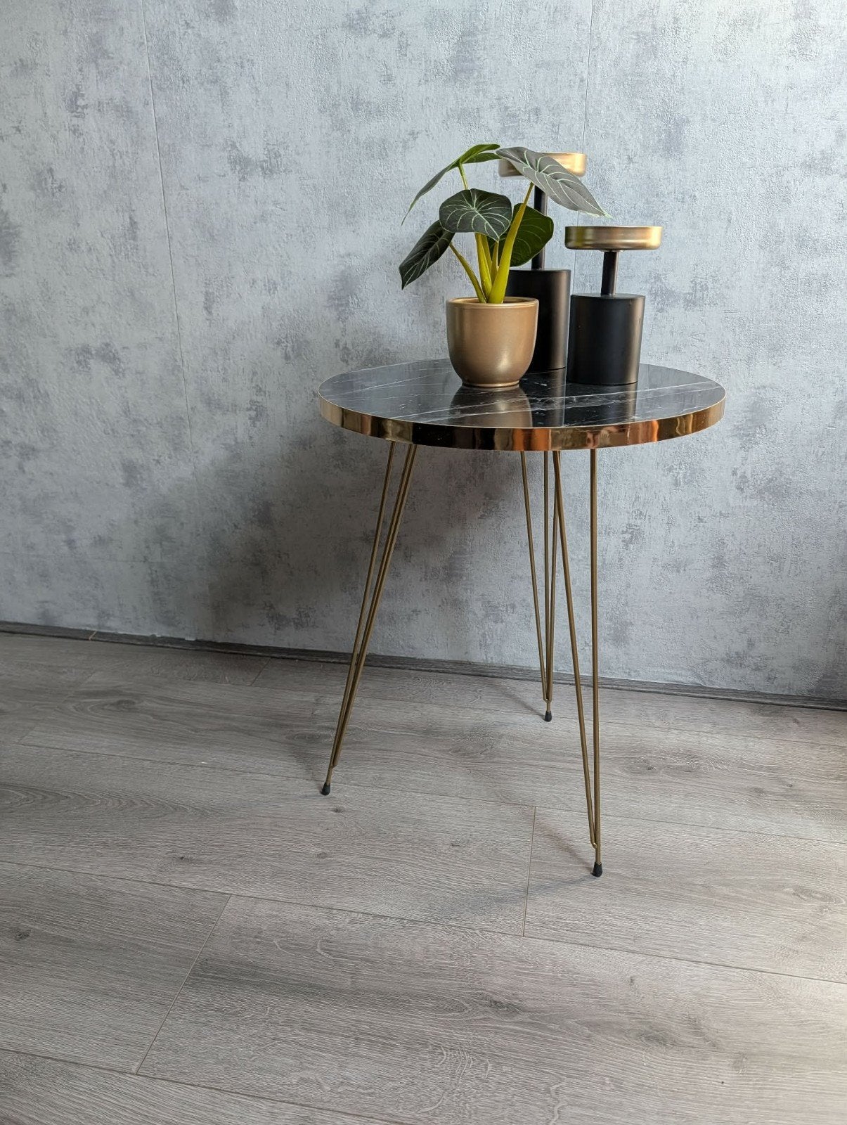 Bijzettafel - planten tafel - zwart - goud, Ophalen, Nieuw, 75 cm of meer, 60 cm of meer