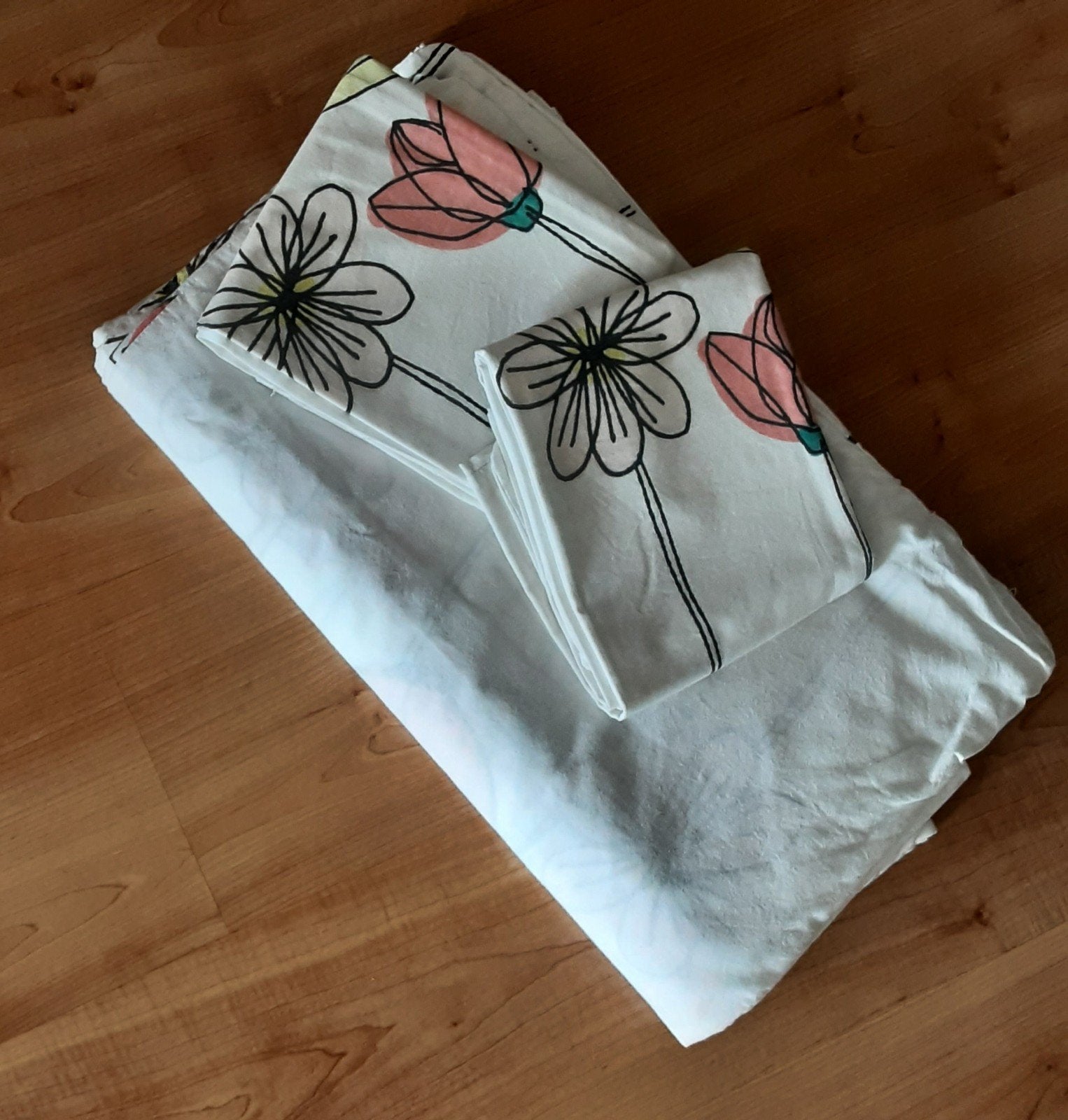 2 persoons wit dekbedovertrek bloemen Hema, Gebruikt, Wit, Dekbedovertrek, Tweepersoons