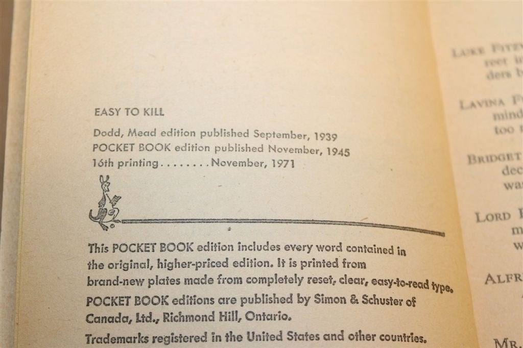 Easy to Kill — Agatha Christie 1971, Vintage, Boeken, Ophalen of Verzenden, Gelezen