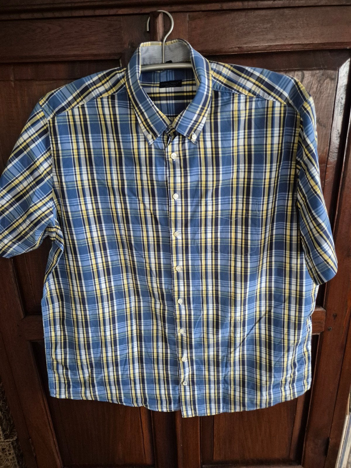 John Cabot Geruit Herenoverhemd - Blauw/Geel/Wit - XXL, Blauw, Ophalen of Verzenden, Zo goed als nieuw, John Cabot